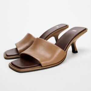 ZARA HEELED LEATHER SLIDES